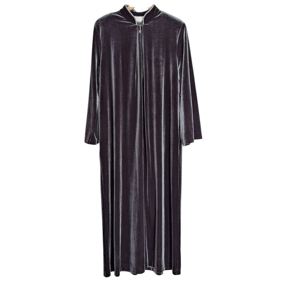 Diamond Tea Other - Diamond Tea Vintage Black Velvet Zip Front Robe Sz M Dressing Gown Glam Regency